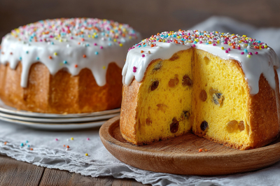 Пасхальный кулич с ярко-желтым мякишем: тесто на апельсиновом соке, которое не нужно месить